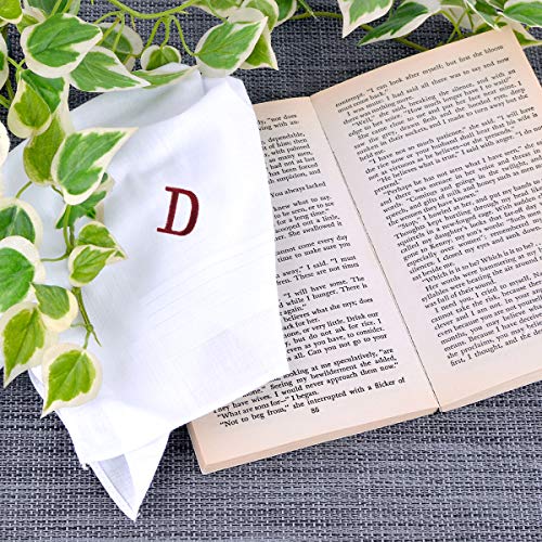 boxed-gifts Monogrammed Handkerchiefs for Men - Soft Hankies for Men + Great Monogrammed Gifts - Intial D - Image 4