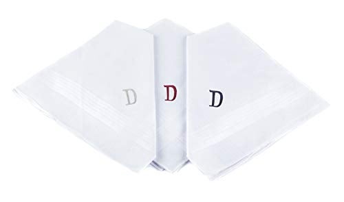 boxed-gifts Monogrammed Handkerchiefs for Men - Soft Hankies for Men + Great Monogrammed Gifts - Intial D - Image 1