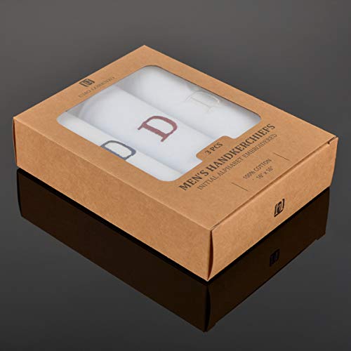 boxed-gifts Monogrammed Handkerchiefs for Men - Soft Hankies for Men + Great Monogrammed Gifts - Intial D - Image 5