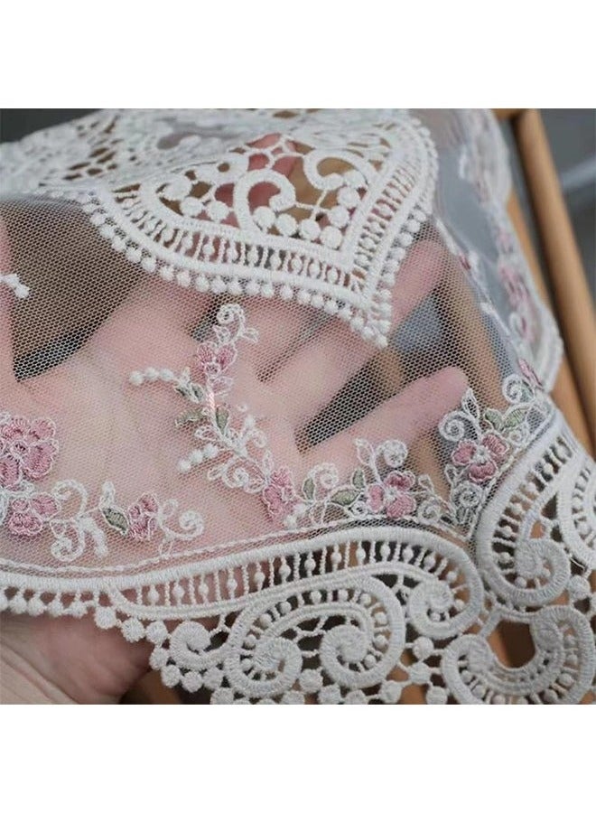 2 Pieces Retro Lace Placemats, Floral Decor Circle Placemats, Handmade Embroidered Table Mats, Washable Lace Cutwork Placemats - Image 5