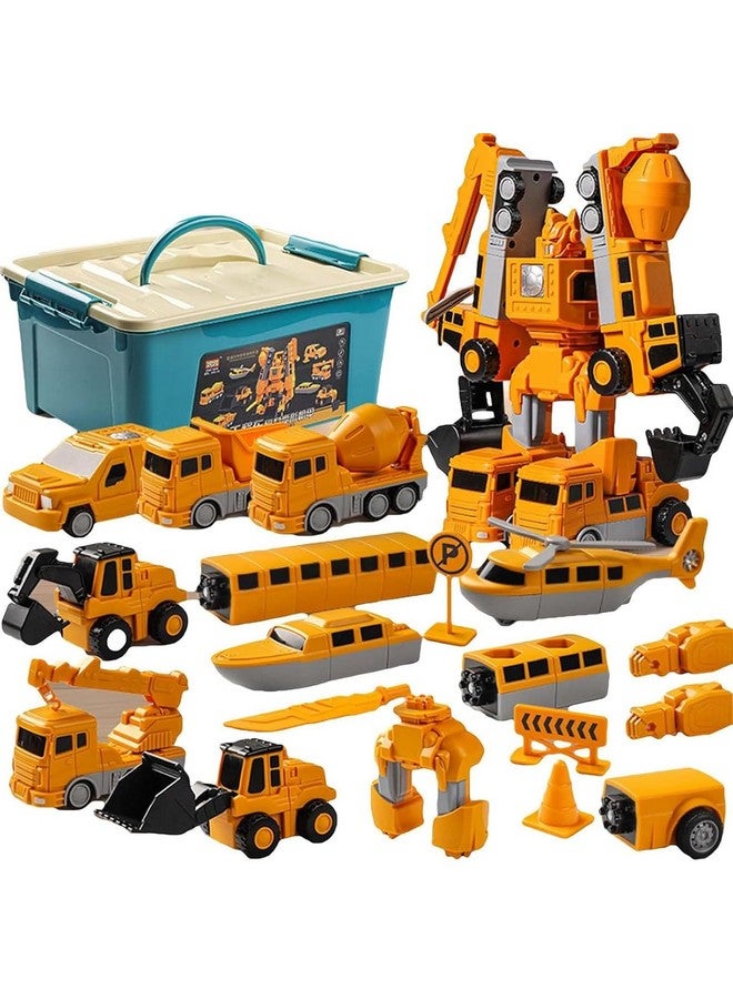Sprstar Magnetic Transform Engineering Car Assembled Toys,Toy Construction Vehicles with Storage Box,Magnetic Blocks for Kids Age 3-5 4-8 Outdoor Toddler Activities Toys(Engineering Series-35 Pcs) - Image 1