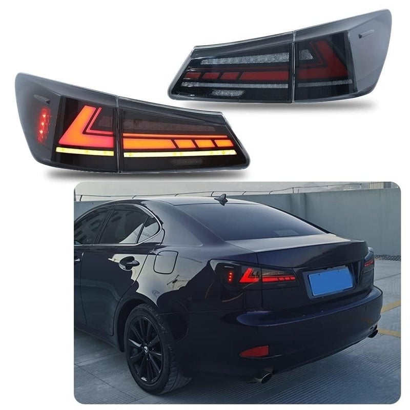 inginuity time LED Smoked Tail Lights For Lexus IS250 IS350 ISF 2006 2007 2008 2009 2010 2011 2012 2013 Start Up Animation Sequential Rear Lamps Assembly Smoked