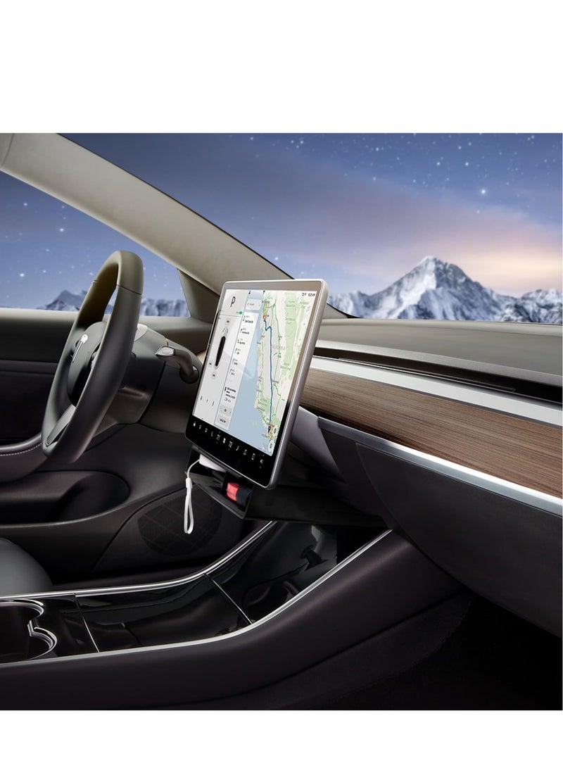SYOSI For Tesla Model 3 Model Y Under-Screen Storage Organizer, Non-Slip Storage Box Center Console Car Storage Organizer No Adhesive Car Interior Accessories - Image 5