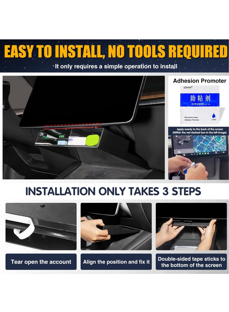 SYOSI For Tesla Model 3 Model Y Under-Screen Storage Organizer, Non-Slip Storage Box Center Console Car Storage Organizer No Adhesive Car Interior Accessories - Image 4