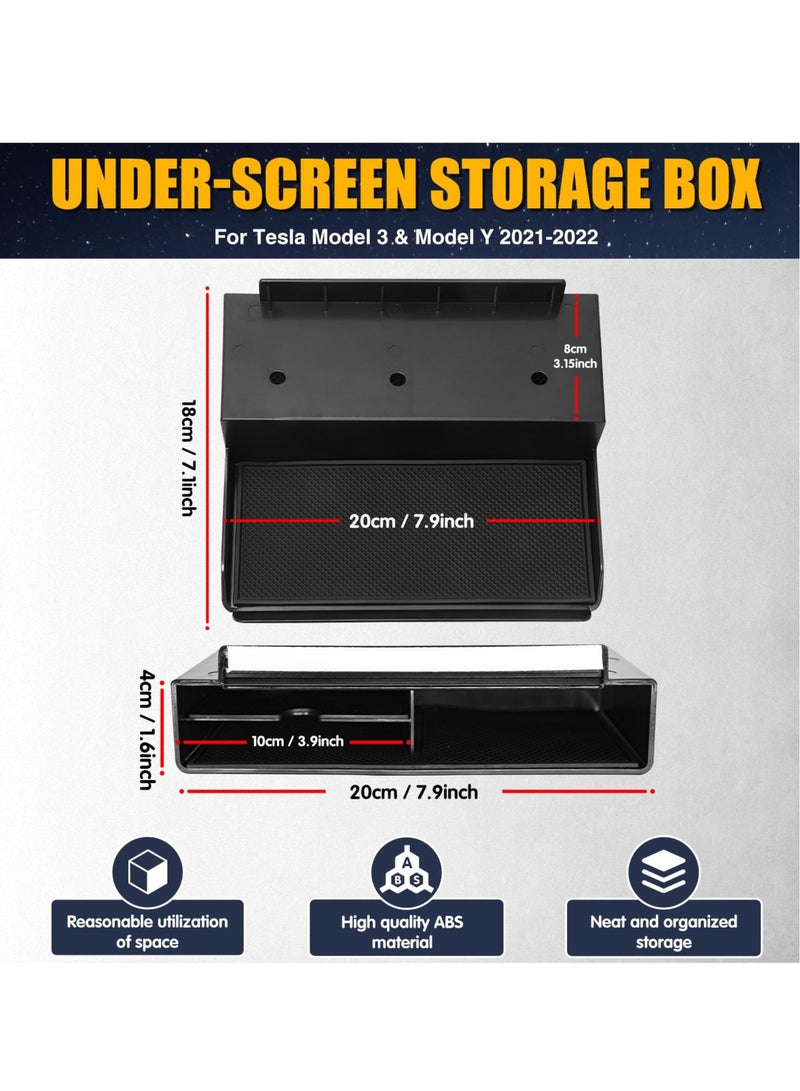 SYOSI For Tesla Model 3 Model Y Under-Screen Storage Organizer, Non-Slip Storage Box Center Console Car Storage Organizer No Adhesive Car Interior Accessories - Image 3