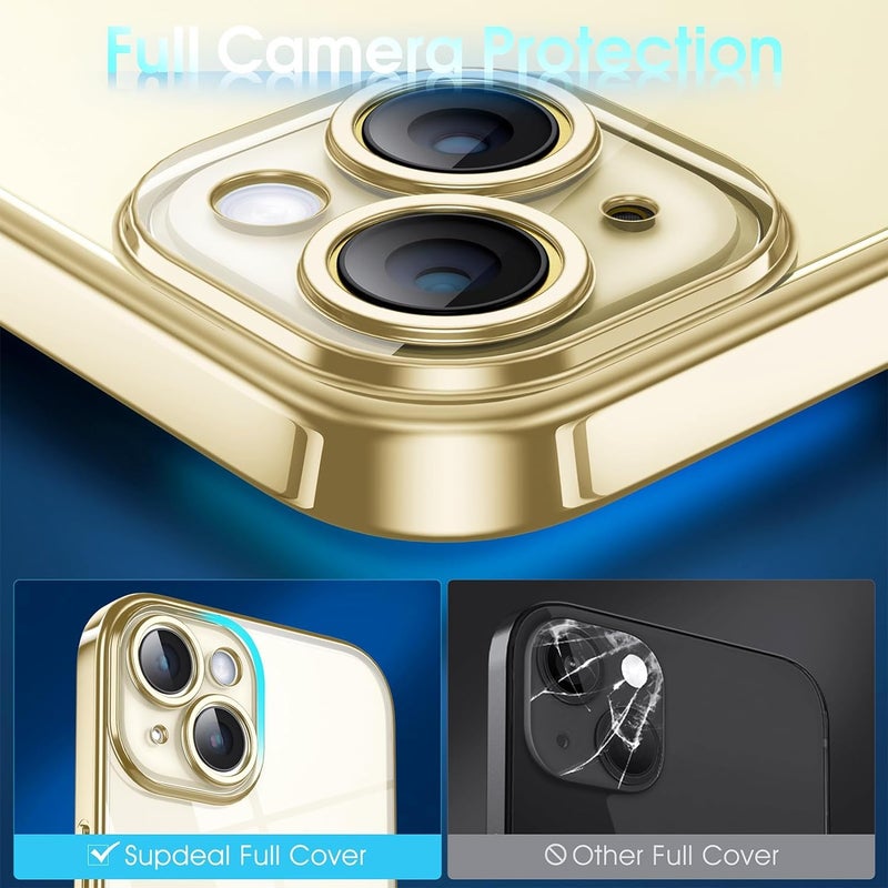 VONZEE Electroplated Clear Transparent Cover for iPhone 15 Case 6.1 inch Luxury TPU Cover Full Body & Camera Protection for Each Lens Bumper Cases for Men & Women (Gold) - Image 5