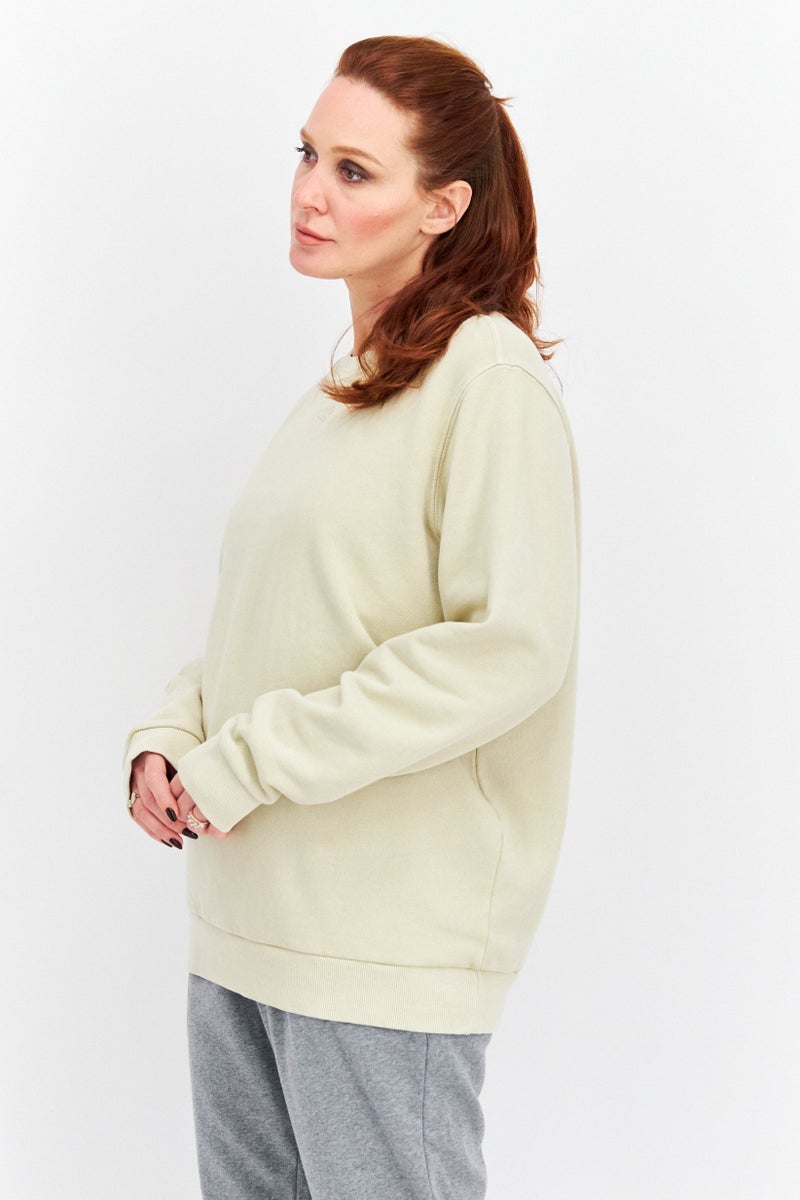 Reebok سويت شيرت خارجي طويل الأكمام للنساء بتصميم مريح، بيج - Image 4