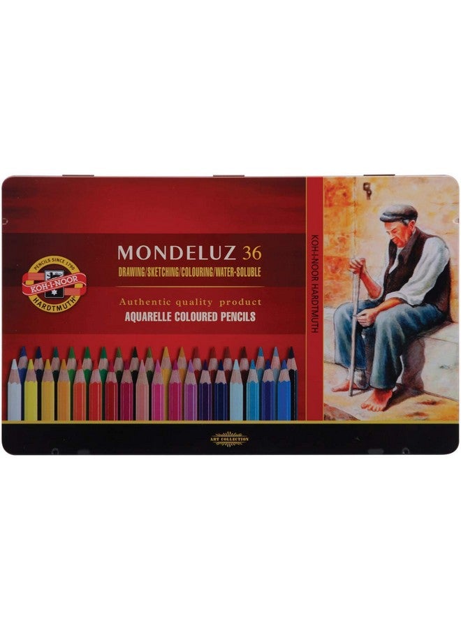 كوه-آي-نور مجموعة أقلام ألوان مائية من كوه-آي-نور مونديلوز أكواريل، 36 لونًا متنوعًا في علبة معدنية، لون واحد لكل لون (FA3725.36) - Image 3