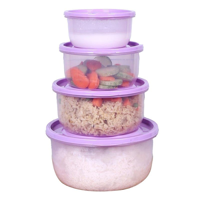 Gluman Plastic Microwave Container Set of 4 With Vent Knob For Steam Release | 100% Food Grade | Dishwasher Safe | Freezer Safe | Microwave Safe | Reusable | Recyclable (Microvent_Violet) - Image 4
