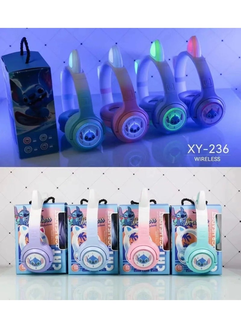 سماعات رأس لاسلكية بلوتوث للأطفال من ديزني ستيتش XY-236 مع ميكروفون، صوت ستيريو HIFI، قابلة للطي، فوق الأذن - Image 2