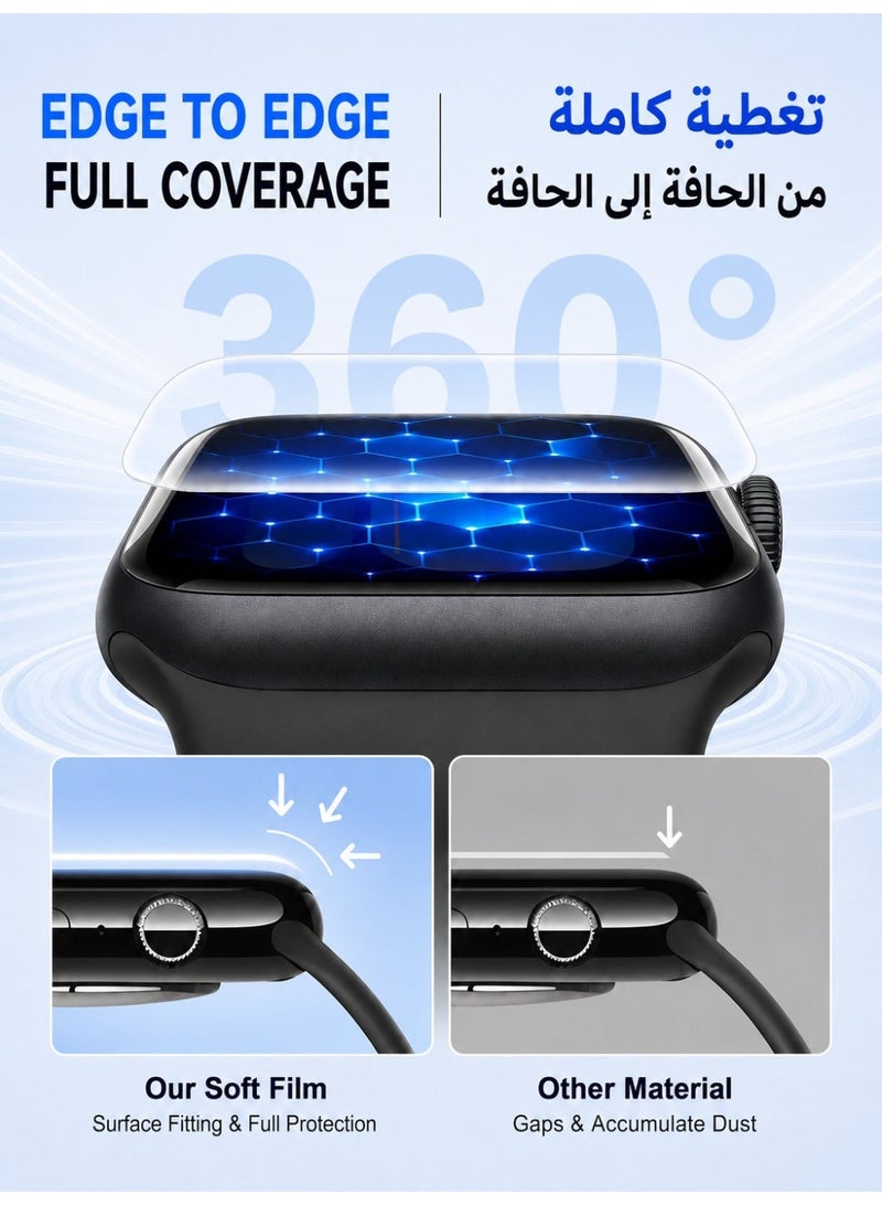 3 Pack Screen Protector for Apple Watch 41mm, Series 7/8/9, with Easy Auto Installation Kit, Self-Healing TPU Soft Full Coverage Film, Anti-Scratch, Bubble-Free, Touch Sensitive, HD Clear - Image 4