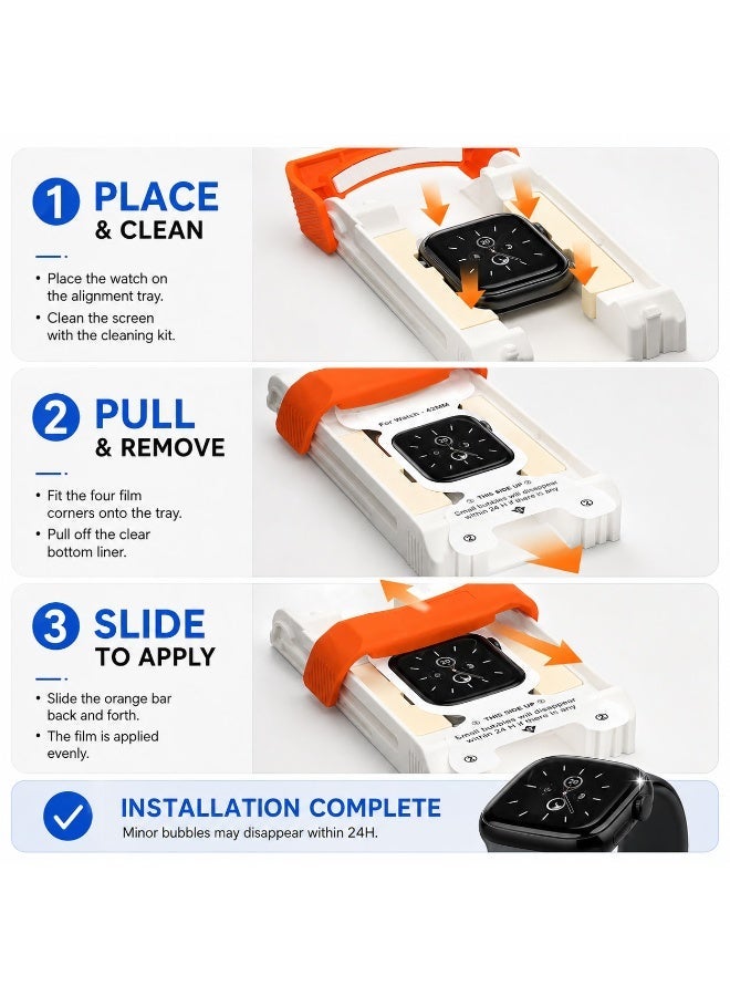 3 Pack Screen Protector for Apple Watch 41mm, Series 7/8/9, with Easy Auto Installation Kit, Self-Healing TPU Soft Full Coverage Film, Anti-Scratch, Bubble-Free, Touch Sensitive, HD Clear - Image 5
