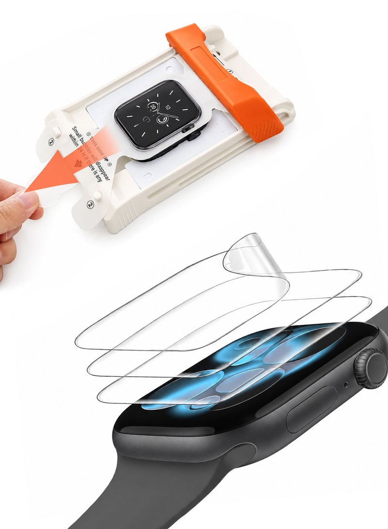 3 Pack Screen Protector for Apple Watch 41mm, Series 7/8/9, with Easy Auto Installation Kit, Self-Healing TPU Soft Full Coverage Film, Anti-Scratch, Bubble-Free, Touch Sensitive, HD Clear - Image 1