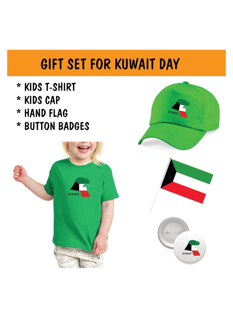 PRINTSHOP4ME Kuwait National Day Gift Set for Girls - T-Shirt - Cap - Badge and Flag Set - Celebrate Kuwait National Day with this Kids Combo Pack in Style - Image 2