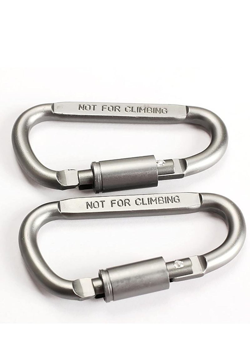 Locking Carabiner Aluminum D Ring Clip D Shape Super Durable Strong and Light Large Carabiner keyring Keychain Clip for Outdoor Camping Key Chain Gate Lock Hooks(Silver,Not for Climbing)