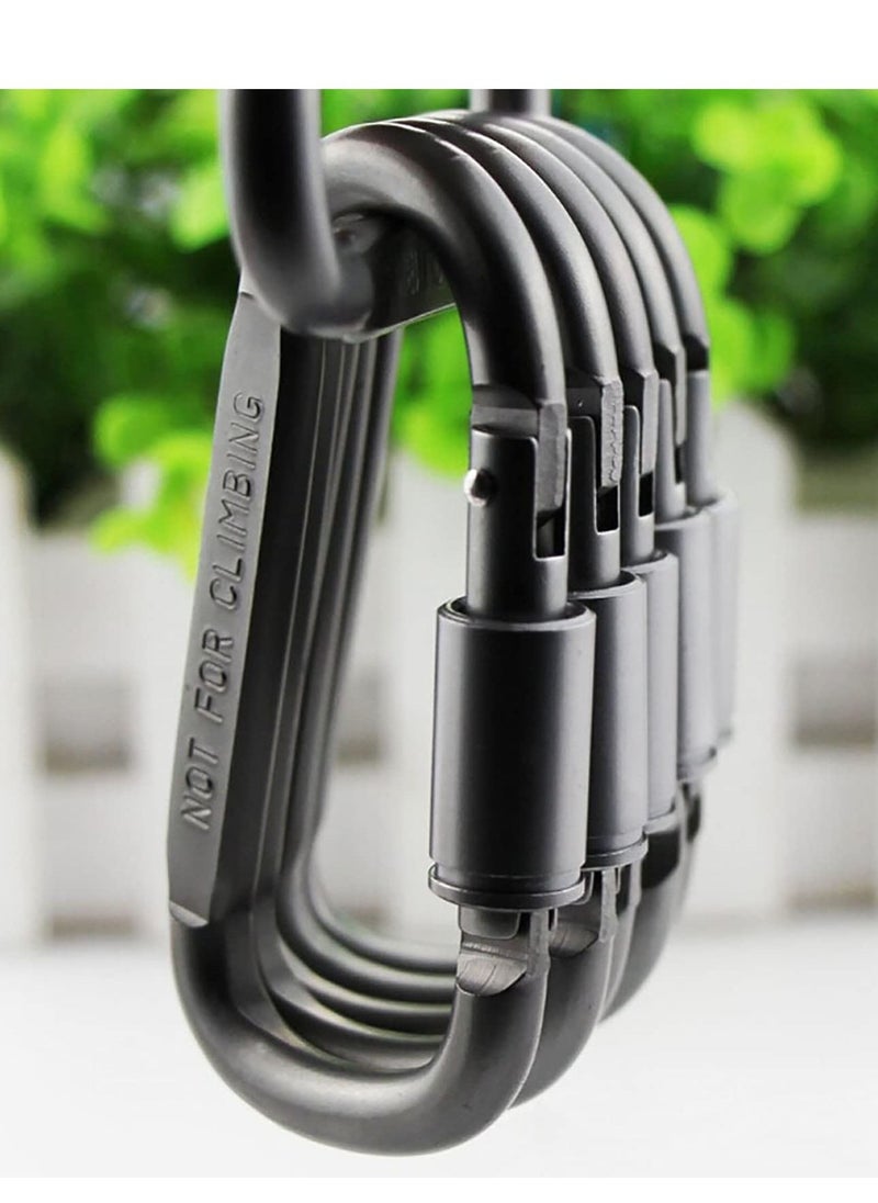 Locking Carabiner Aluminum D Ring Clip D Shape Super Durable Strong and Light Large Carabiner keyring Keychain Clip for Outdoor Camping Key Chain Gate Lock Hooks(Silver,Not for Climbing)