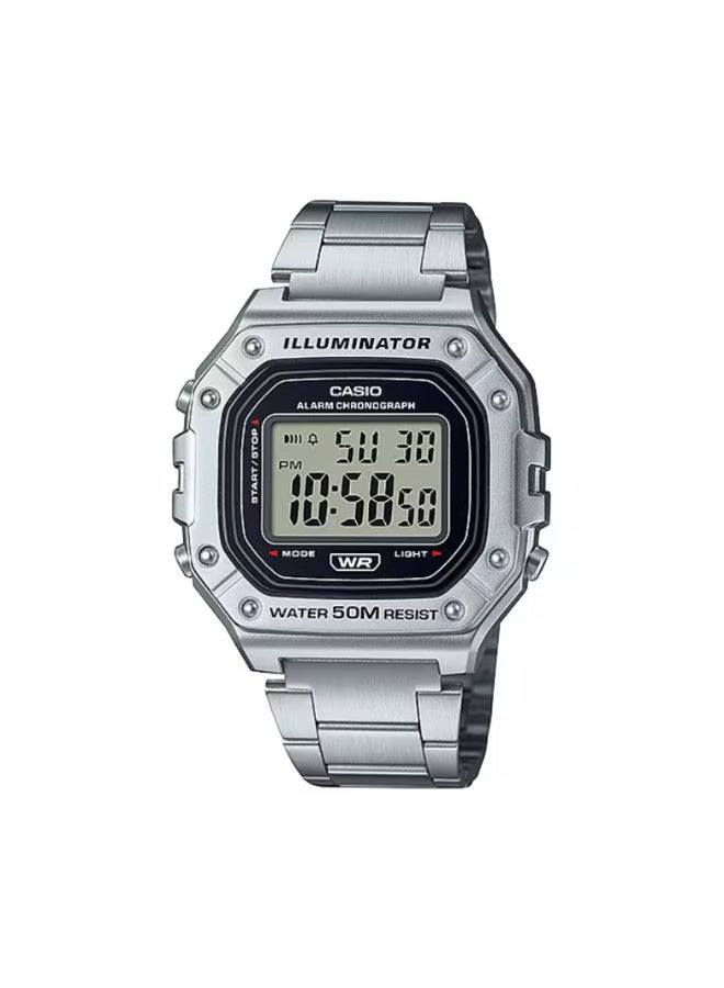 كاسيو ساعة كاسيو رقمية للرجال W-218HD-1AVDF من الستانلس ستيل – شاشة سوداء، إضاءة LED، مقاومة للماء حتى 50 متر - Image 1