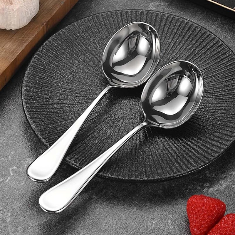 304 Stainless Steel Round Head Soup Spoons Tablespoons For Kitchen And Restaurant Use - Image 3