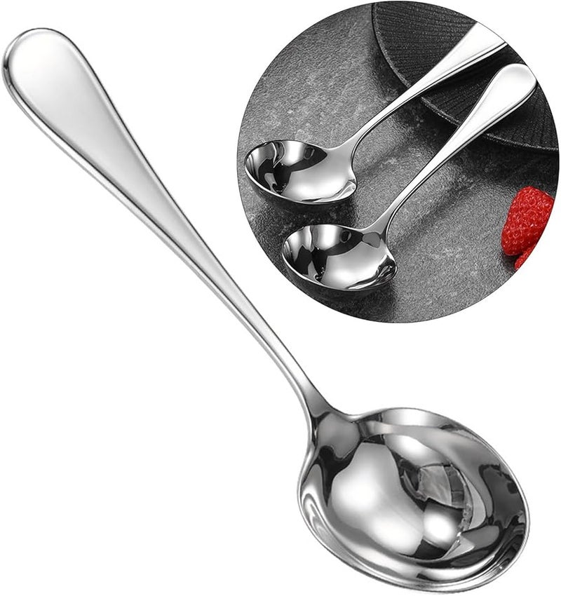 304 Stainless Steel Round Head Soup Spoons Tablespoons For Kitchen And Restaurant Use - Image 2