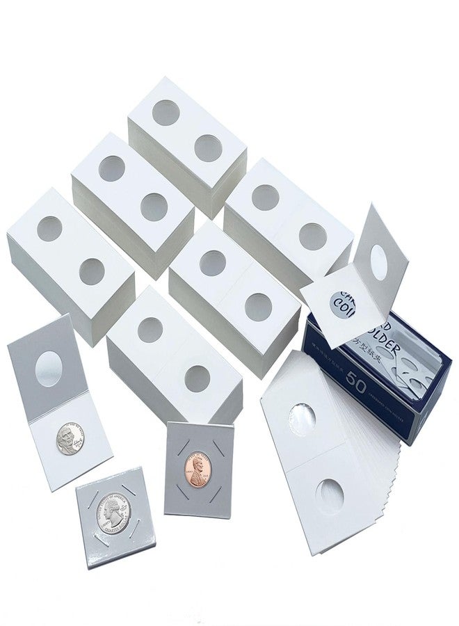 Xxmbbjy 3 Assorted Sizes 300 Pieces Coin Flips 2" x 2" Cardboard Coin Holders Mylar Coin Flips for Colletors Coin Collection Supplies for Penny, Nickel, Quarter Collecting (20.5mm, 23mm, 25mm) - Image 1