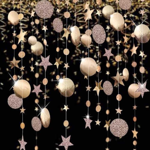 Decor365 Twinkle Star Garland Champagne Gold Party Decorations Stars Banner Ceiling Hanging Decor Streamer Backdrop for Birthday Baby Shower Christmas New Year Eve Starry Night Theme Party Supplies - Image 3