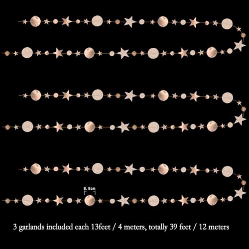 Decor365 Twinkle Star Garland Champagne Gold Party Decorations Stars Banner Ceiling Hanging Decor Streamer Backdrop for Birthday Baby Shower Christmas New Year Eve Starry Night Theme Party Supplies - Image 4