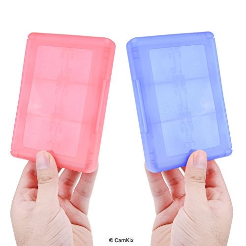 CamKix 2x Game Cases Compatible with Nintendo 3DS - Fits up to 44 Games, 4 SD Cards, 4 Micro SD/TF Cards and 4 Stylus Pens - Protective Storage System - Game Card Organizer - Red and Blue - Image 2
