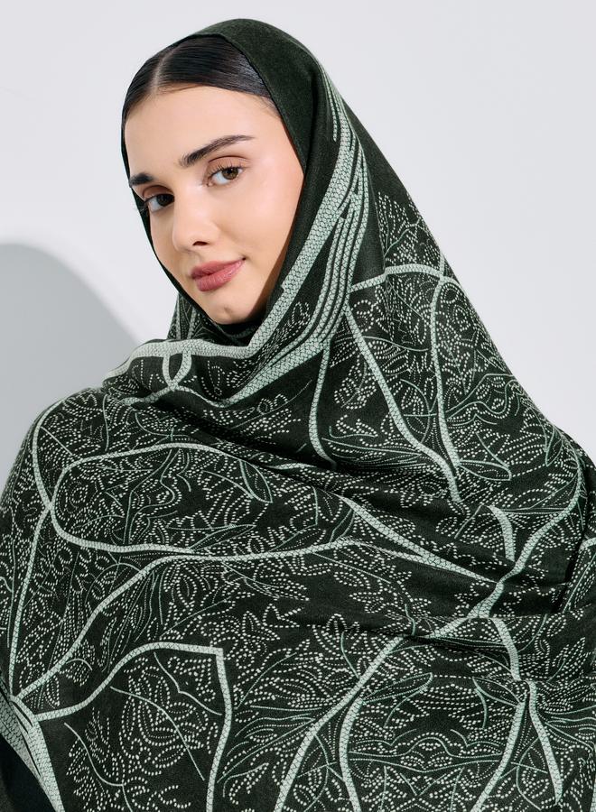 Olive Green All Over Print Hijab 85x180 cm