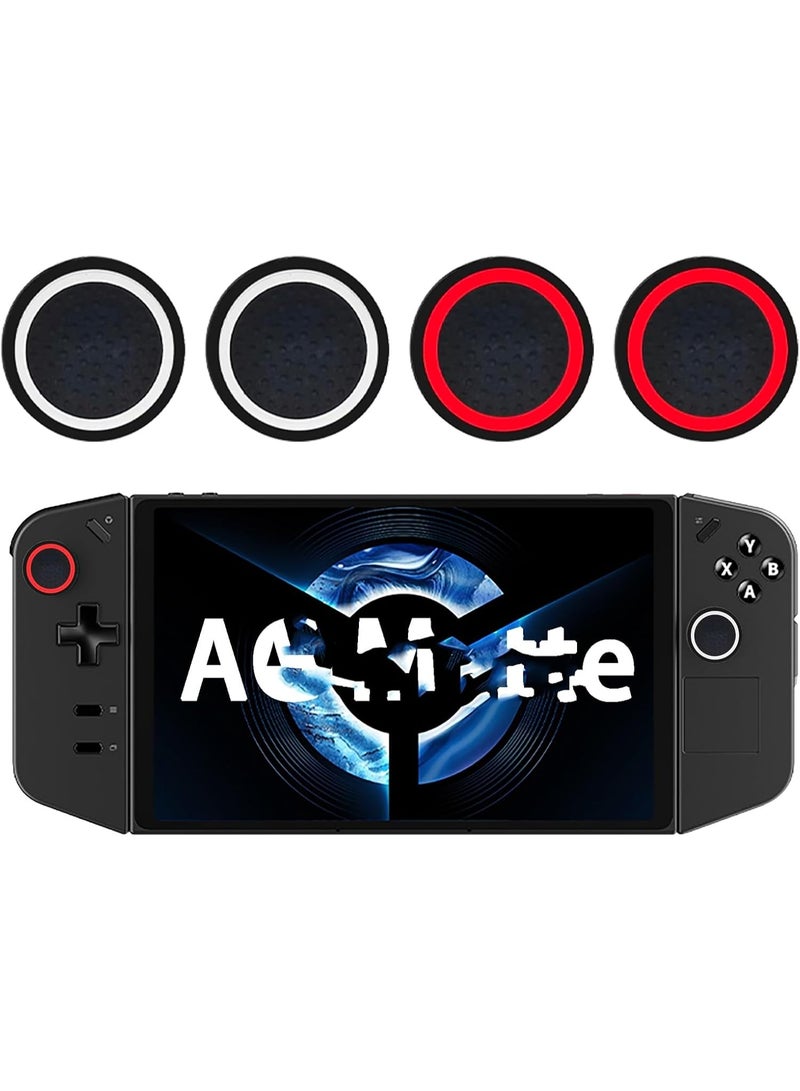 Analog Cover Compatible with Lenovo Legion Go, 4 Pieces Silicone Joystick Thumb Stick Grips Cap Cover Case Protective Case, Soft and Non-Slip – Black/Red+Black/White - Image 1