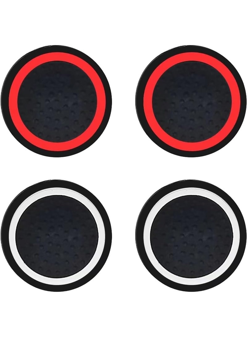 Analog Cover Compatible with Lenovo Legion Go, 4 Pieces Silicone Joystick Thumb Stick Grips Cap Cover Case Protective Case, Soft and Non-Slip – Black/Red+Black/White - Image 5