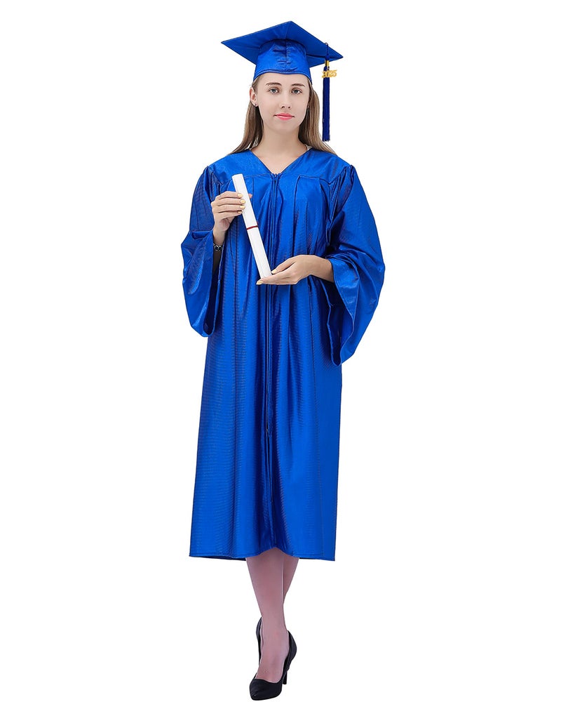 GraduationMall Shiny Graduation Cap and Gown with 2025 Tassel for High School and Bachelor Royal Blue 51 Plus(5'6"-5'8") - Image 2