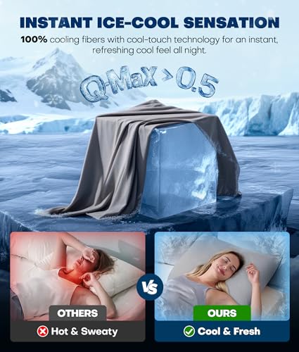 Rifens Ultra-Chill Cooling Pillowcase Set of 2 for Hot Sleepers, Softer Than Silk Pillow Cases for Protecting Hair & Skin, Breathable Bed Pillow Covers w/Zipper, Gifts for Women Men(Light Gray, Queen) - Image 2