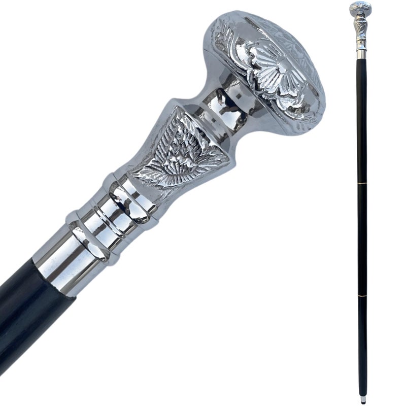Medieval Replicas 37 Inch Wooden Brass Cane Stick with Ball Wonka Colonial Walking Cane Knob for Men Sticks Antique Victorian Bastn Elegante para Caminar Elegant Walking Women Rosewood Brass Handle Canes On Top