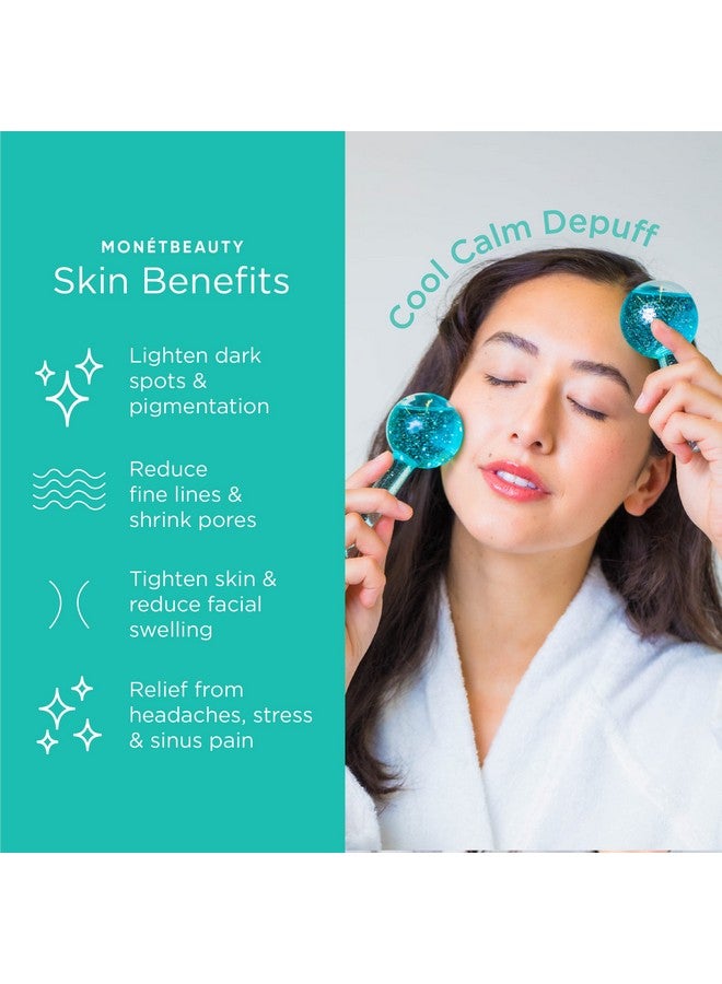 MonétBeauty Ice Globes For Facials, Freezer Safe And Highly Effective Facial Globes For Daily Beauty Routines, Tighten Skin, Reduce Puffiness And Headaches, Enhance Circulation And Complexion (Blue) - Image 2