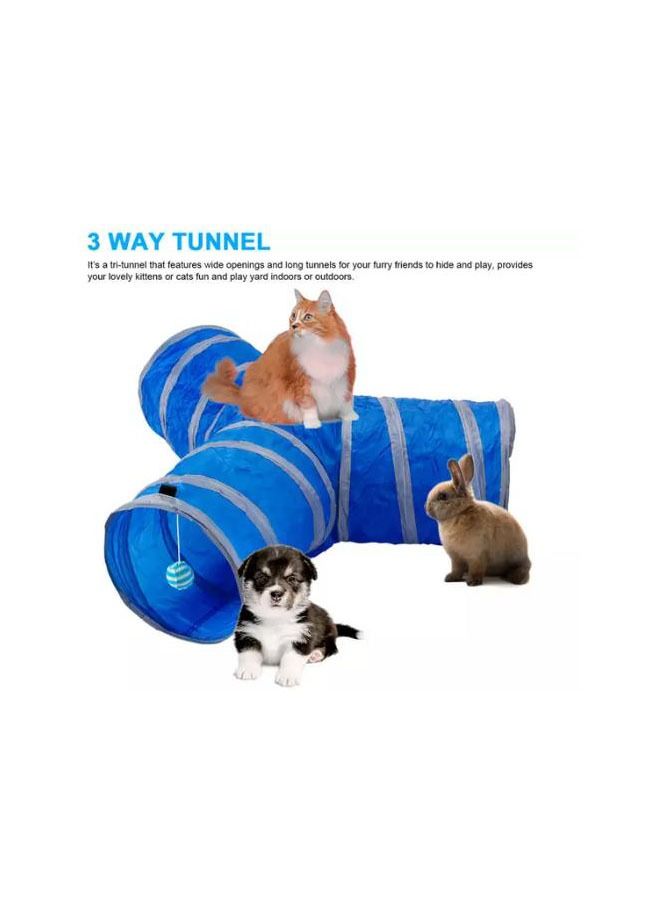 Collapsible 3 way play interactive pet cat tunnels tube toys for indoor cats - Image 2