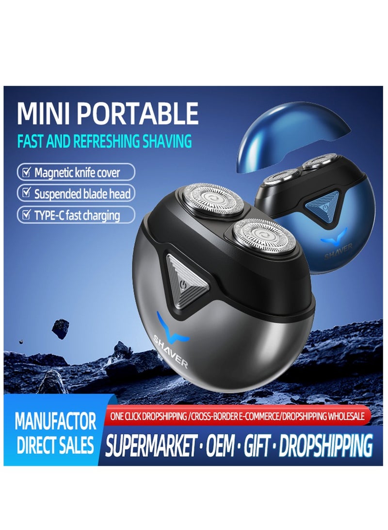 Generic Mini Electric Shaver, 2 Head Portable Shaver for Men, USB Electric Razor Rechargeable Shaving Wet and Dry with Fast Charging, Upgrade Magnetic Wireless Shaver Razor for Men (T1 Blue)  - Image 2