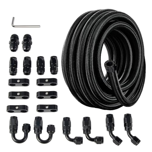 EVIL ENERGY 4AN Fuel Line Kit 4AN Nylon Braided Fuel Line Hose Fitting Kit CPE 10FT Black - Image 1