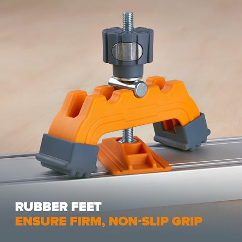 BORA Track Clamps, Securely Cut Any Angle with WTX and NGX Clamp Edge Systems, Saw Guide Accessory for Woodworking, Carpentry, DIY, Two-Pack, 542011, Black Orange - Image 3