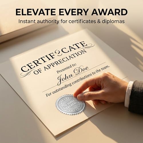 PaperDirect Deluxe Embossed You Make a Difference Silver Foil Certificate Seal, 2 Inch, Self Adhesive, 100 Count, Embossed Seals for Certificates, Achievement Award Stickers for School, Work, Diploma - Image 4