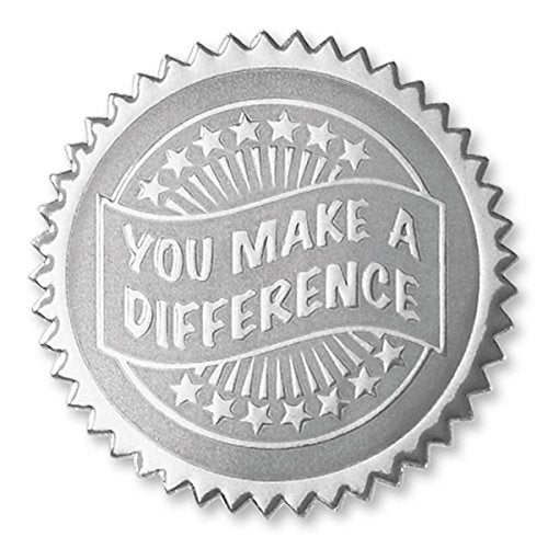 PaperDirect Deluxe Embossed You Make a Difference Silver Foil Certificate Seal, 2 Inch, Self Adhesive, 100 Count, Embossed Seals for Certificates, Achievement Award Stickers for School, Work, Diploma - Image 1