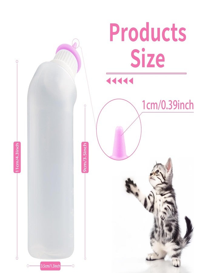 Xuandea 5Pack Kitten Bottle for Nursing Puppy Milk Kitten Bottles Feeding Kit Silicone Nipple for Newborn Pets Kittens, Puppy,Squirrel (Pink) - Image 2