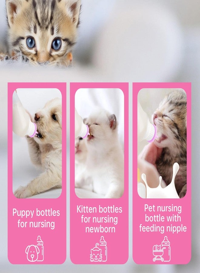 Xuandea 5Pack Kitten Bottle for Nursing Puppy Milk Kitten Bottles Feeding Kit Silicone Nipple for Newborn Pets Kittens, Puppy,Squirrel (Pink) - Image 4