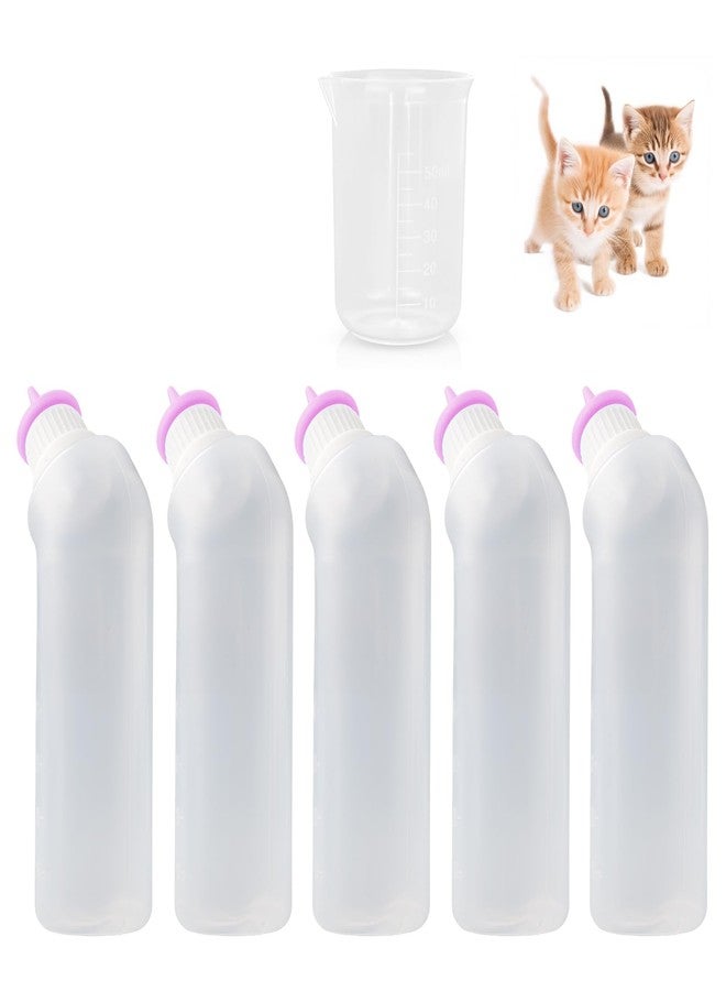 Xuandea 5Pack Kitten Bottle for Nursing Puppy Milk Kitten Bottles Feeding Kit Silicone Nipple for Newborn Pets Kittens, Puppy,Squirrel (Pink) - Image 1