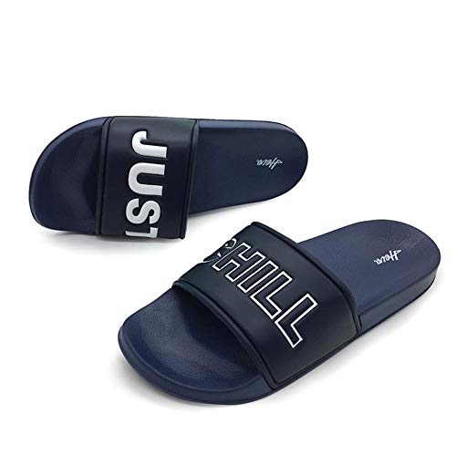 FUNKYMONKEY Men's Casual Sandal Slippers Outdoor Indoor Slide for Men (7 M US, Navy/Just Chill) - Image 2