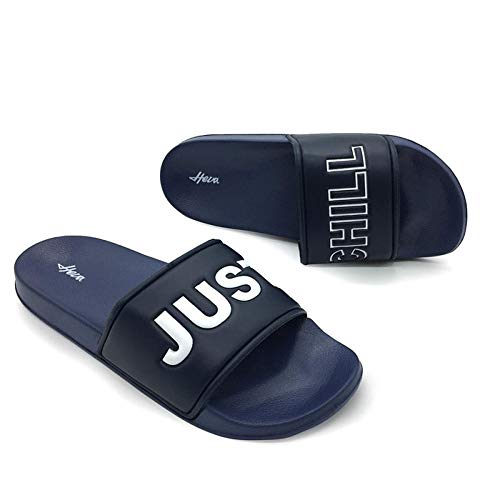 FUNKYMONKEY Men's Casual Sandal Slippers Outdoor Indoor Slide for Men (7 M US, Navy/Just Chill) - Image 4