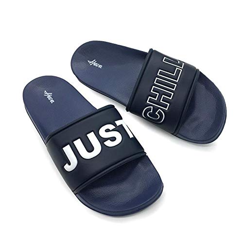 FUNKYMONKEY Men's Casual Sandal Slippers Outdoor Indoor Slide for Men (7 M US, Navy/Just Chill) - Image 1