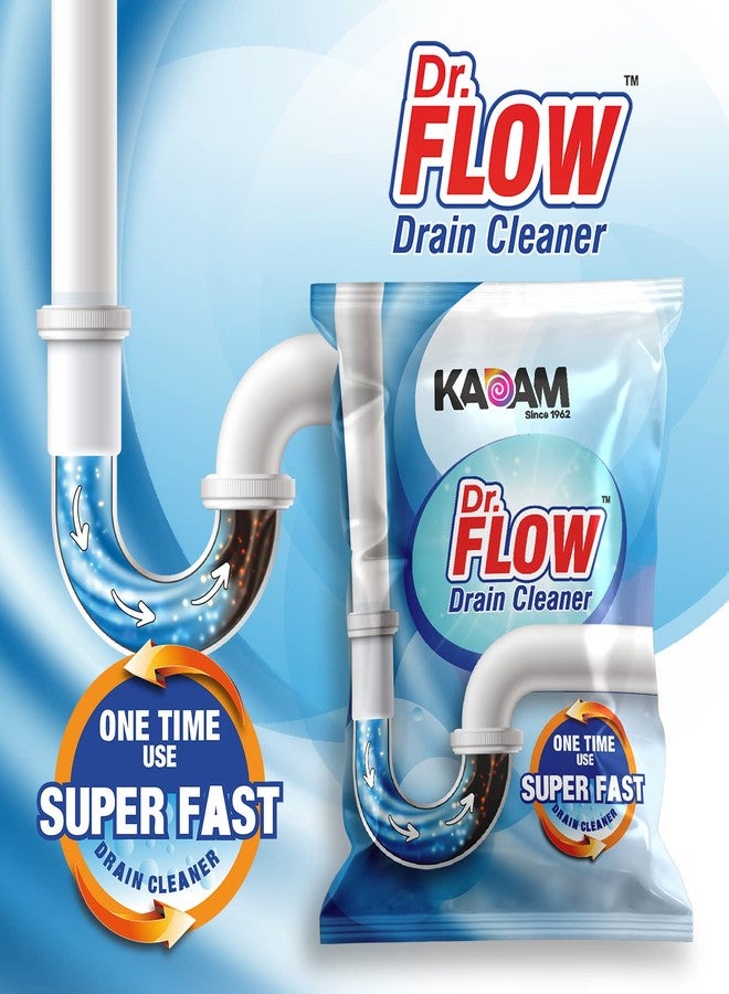 KADAM (LABEL) Dr.Flow Heavy Duty Drain Cleaner Powder | Unclogs Pipes, Sinks & Septic Tanks Fast | Dissolves Grease, Hair & Food Waste in 20 Minutes | Powerful Drainage Block Remover (Small, 4 Count) - Image 5