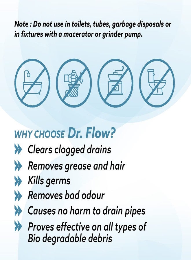 KADAM (LABEL) Dr.Flow Heavy Duty Drain Cleaner Powder | Unclogs Pipes, Sinks & Septic Tanks Fast | Dissolves Grease, Hair & Food Waste in 20 Minutes | Powerful Drainage Block Remover (Small, 4 Count) - Image 4