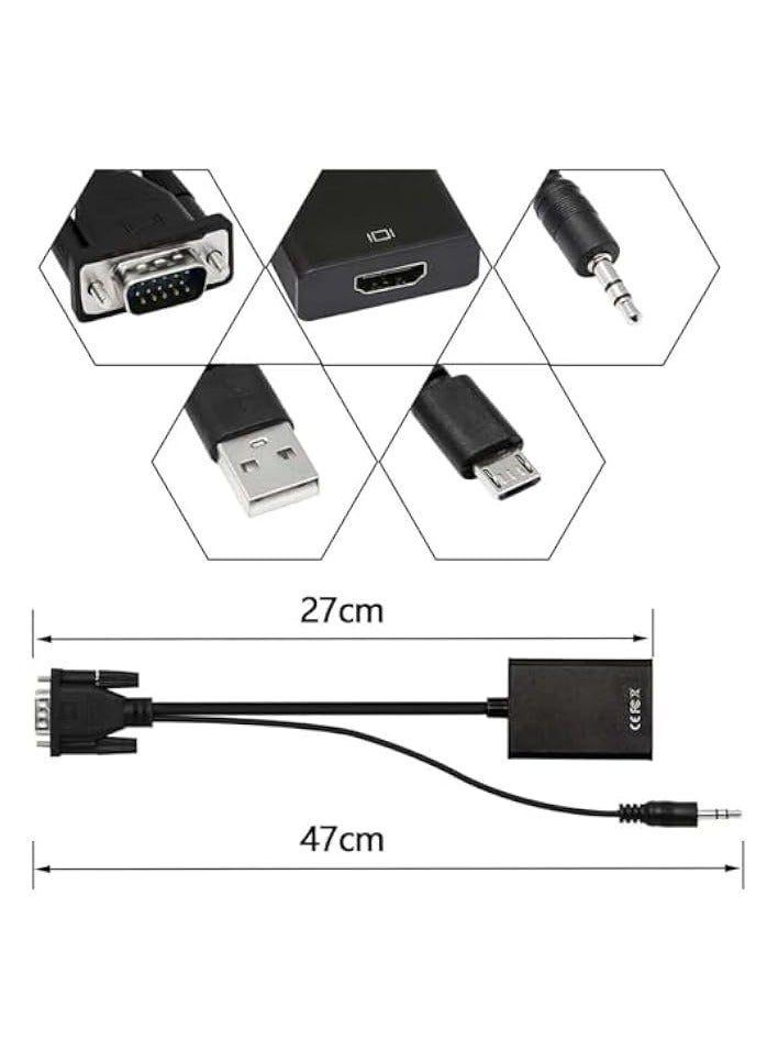 erorex VGA to HDMI Adapter, 1080P VGA Male to HDMI Female Converter, Premium Quality VGA Male to HDMI Female Conversion lead,1080P with Audio video Output Cable - Perfect for Laptop, HDTV, and Monitor Connec - Image 5