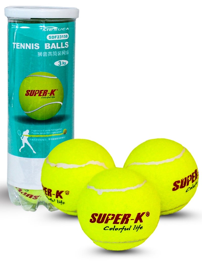 Mesuca Tennis Balls - Pack Of 3 Premium Tennis Balls Of Official Size and ITF Approved, US Open Standard Bounce, High Performance Tennis Balls For Training and Professional Play and For All Court Surfaces - Image 1